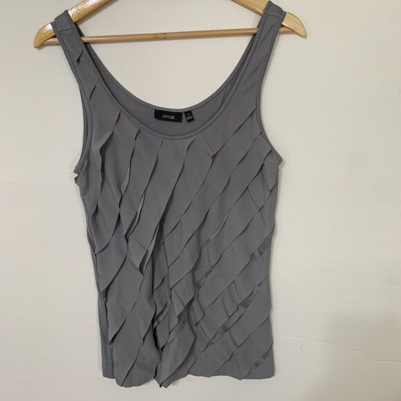 APT 9 Gray Tank Sheer Ruffle Size Medium Sheer Goth - Picture 1 of 13